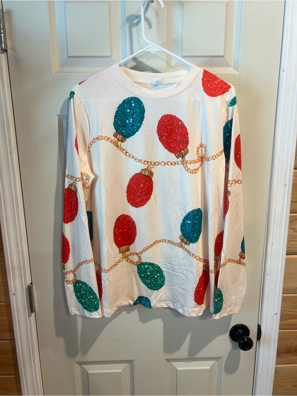 Unk White Long-Sleeve Tee with Red & Teal Light Bulb Print